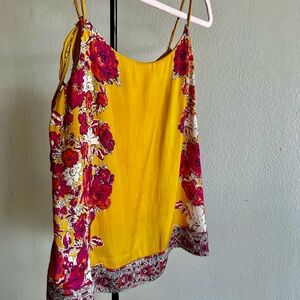 Free People Yellow and Pink Floral Camisole